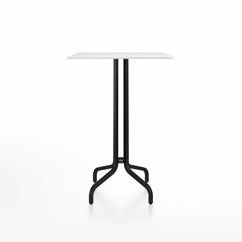 Emeco 1 Inch Bar Table - Square Top bar seating Emeco Table Top 30&quot; Black Powder Coated Aluminum White HPL