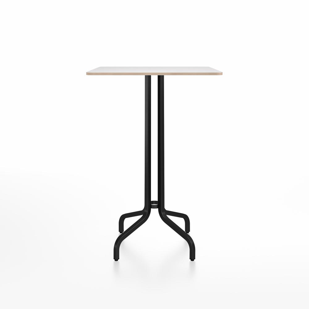 Emeco 1 Inch Bar Table - Square Top Coffee table Emeco Table Top 30&quot; Black Powder Coated Aluminum White Laminate Plywood