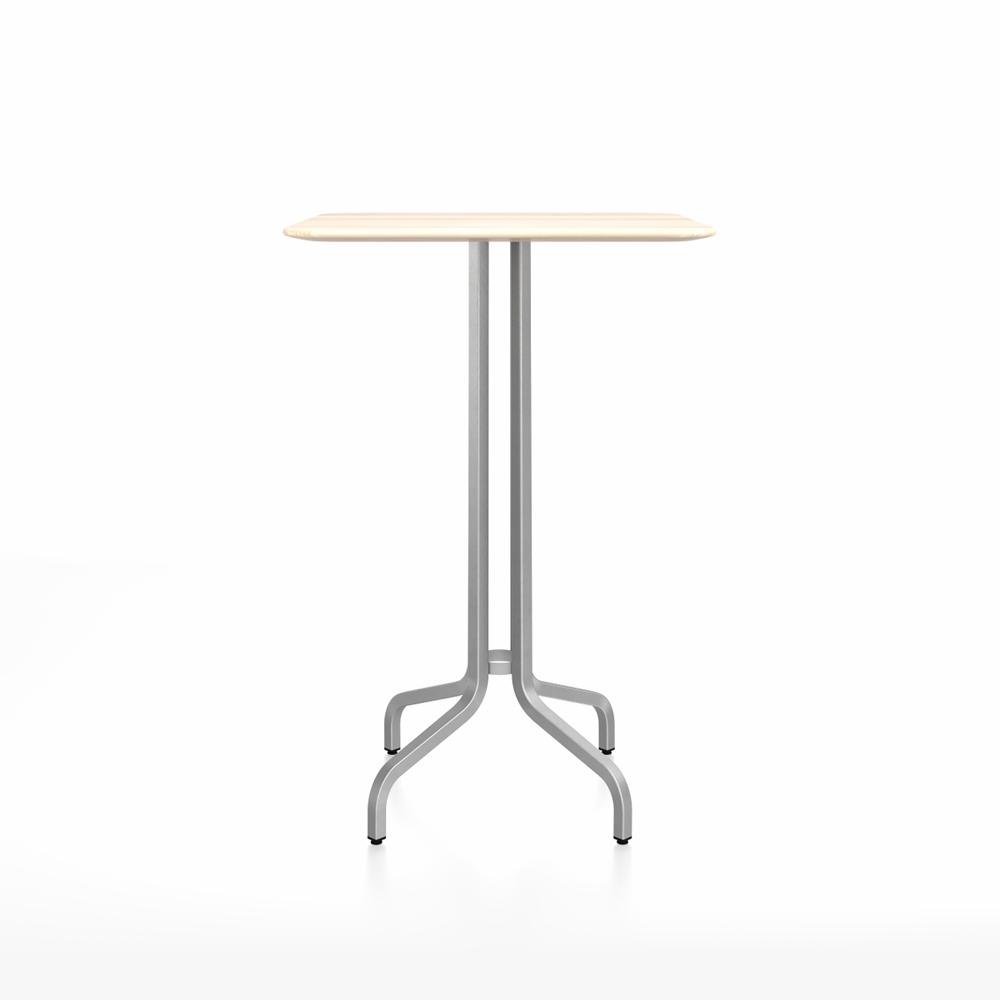 Emeco 1 Inch Bar Table - Square Top Coffee table Emeco Table Top 30&quot; Brushed Aluminum Accoya Wood