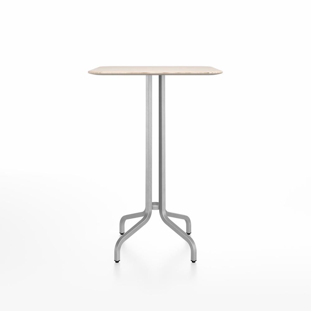 Emeco 1 Inch Bar Table - Square Top Coffee table Emeco Table Top 30&quot; Brushed Aluminum Ash Wood