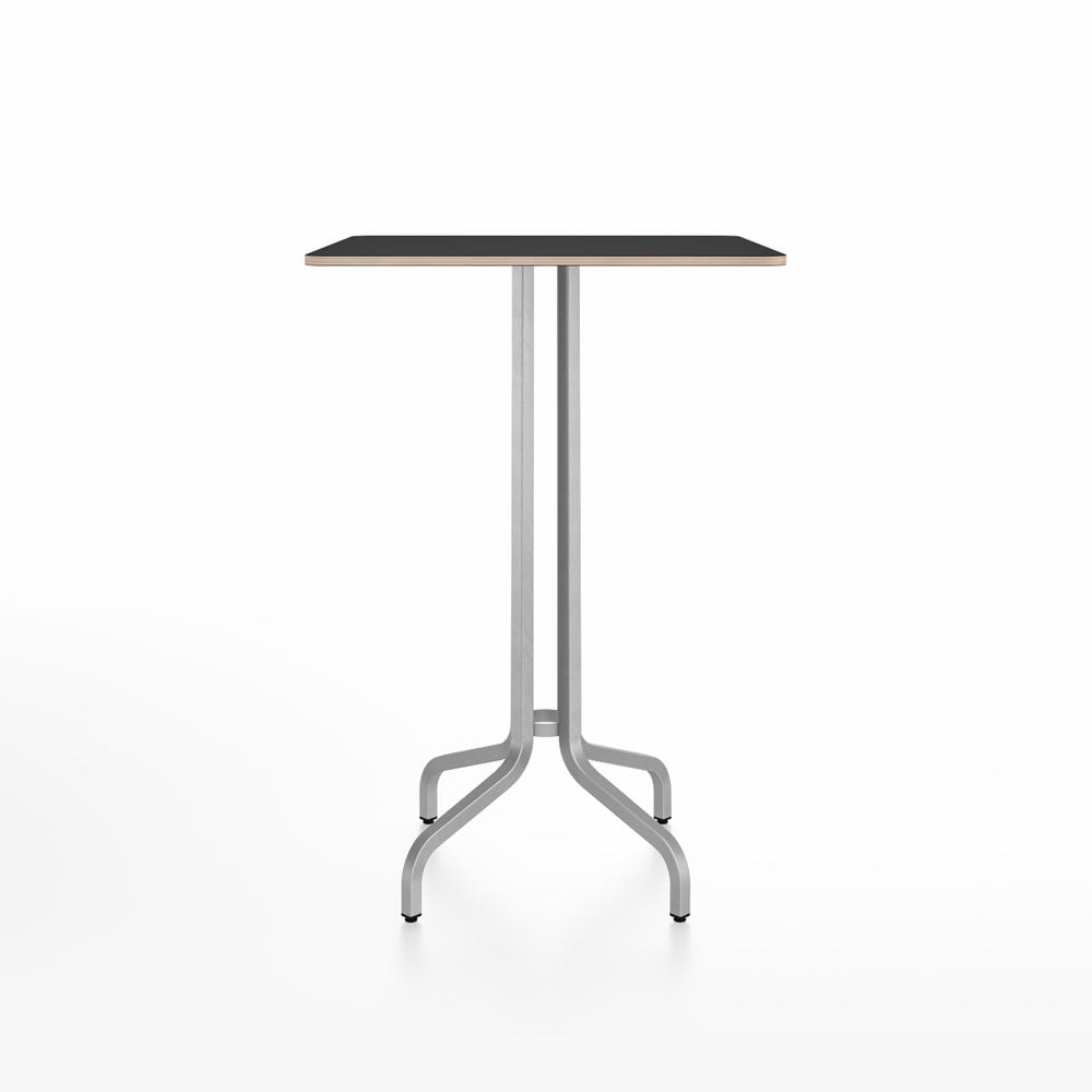 Emeco 1 Inch Bar Table - Square Top Coffee table Emeco Table Top 30&quot; Brushed Aluminum Black Laminate Plywood