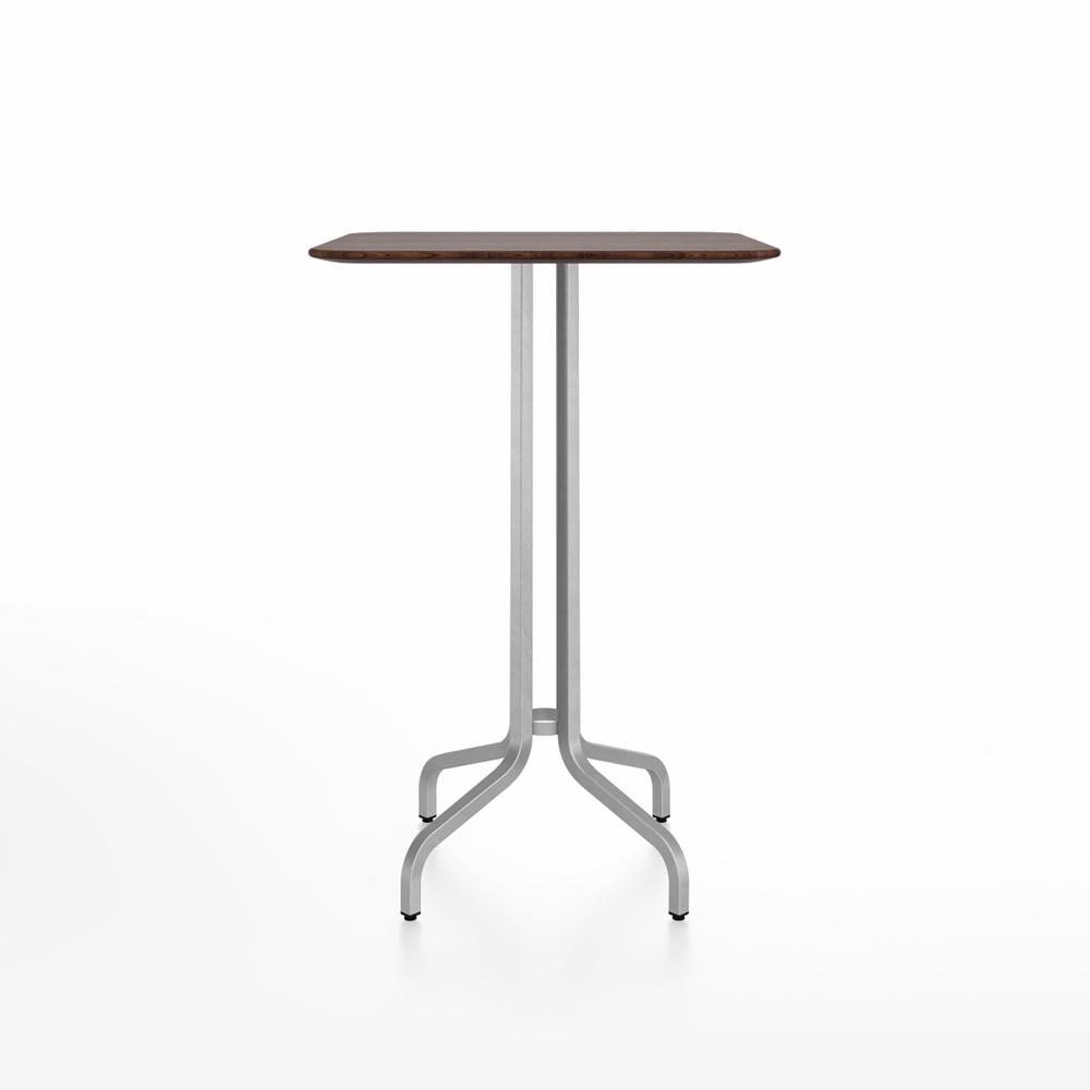 Emeco 1 Inch Bar Table - Square Top Coffee table Emeco Table Top 30&quot; Brushed Aluminum Walnut Wood