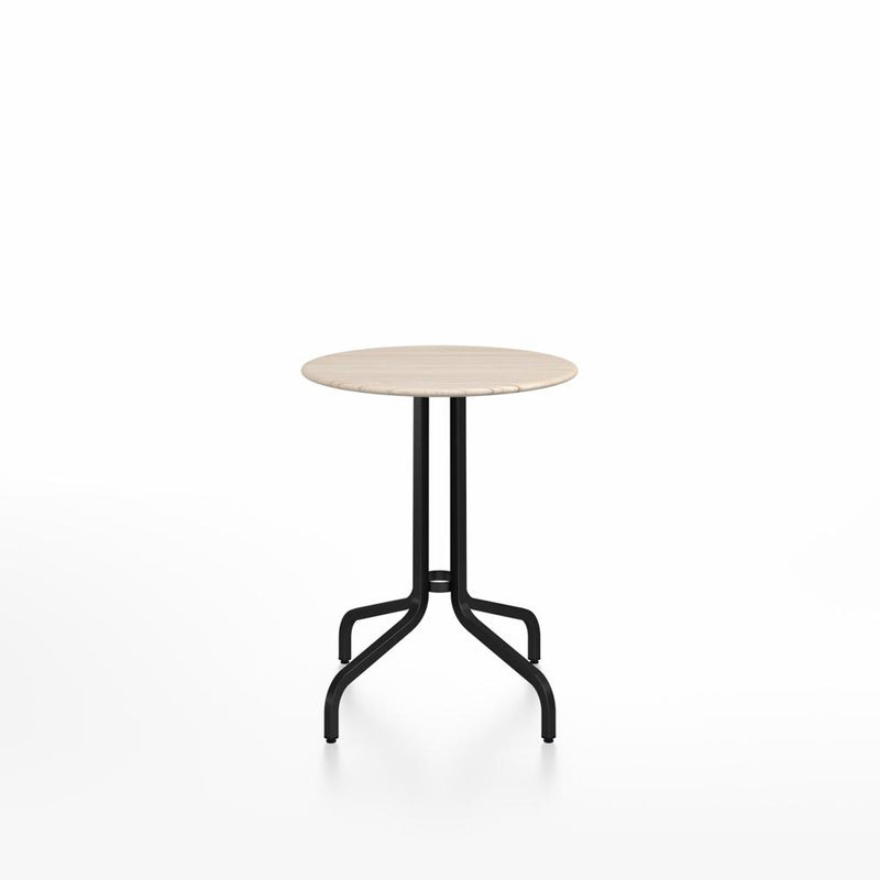 Emeco 1 Inch Cafe Table - Round Top Coffee table Emeco Table Top 24" Black Powder Coated Aluminum Ash Wood
