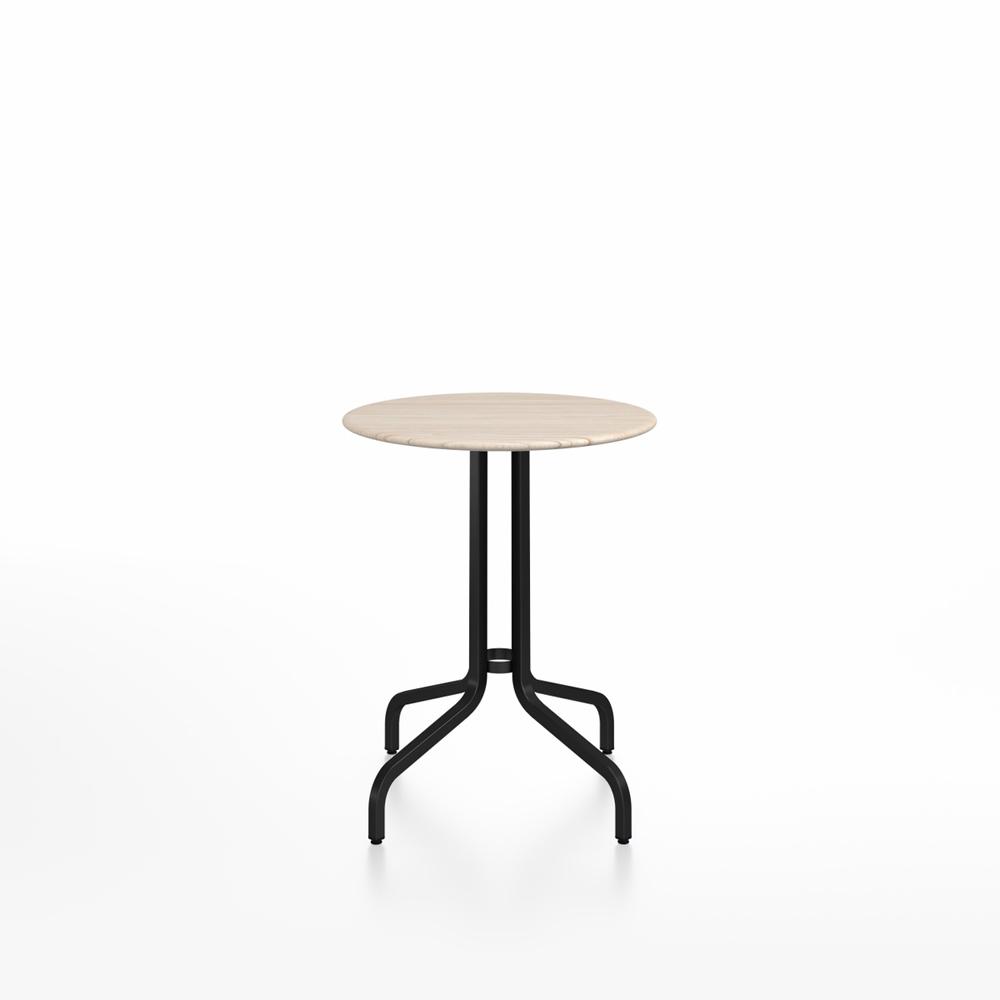 Emeco 1 Inch Cafe Table - Round Top Coffee table Emeco Table Top 24" Black Powder Coated Aluminum Ash Wood