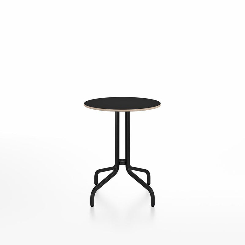 Emeco 1 Inch Cafe Table - Round Top Coffee table Emeco Table Top 24" Black Powder Coated Aluminum Black Laminate Plywood