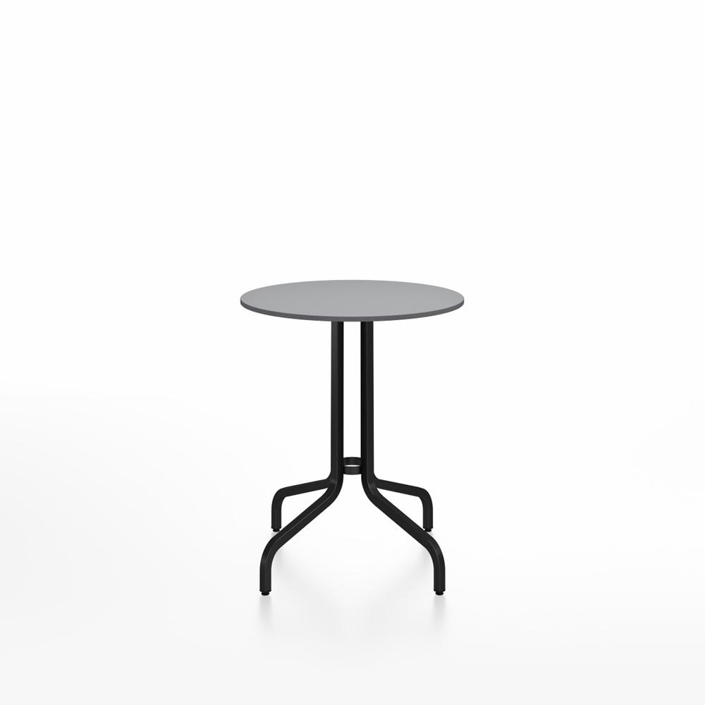 Emeco 1 Inch Cafe Table - Round Top Coffee table Emeco Table Top 24&quot; Black Powder Coated Aluminum Gray HPL