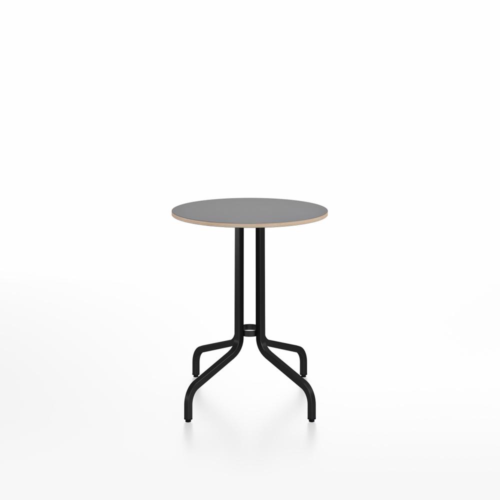 Emeco 1 Inch Cafe Table - Round Top Coffee table Emeco Table Top 24" Black Powder Coated Aluminum Gray Laminate Plywood