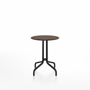 Emeco 1 Inch Cafe Table - Round Top Coffee table Emeco Table Top 24" Black Powder Coated Aluminum Walnut Wood