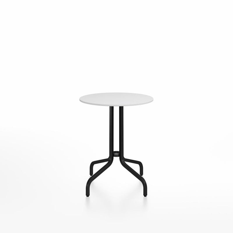 Emeco 1 Inch Cafe Table - Round Top Coffee table Emeco Table Top 24" Black Powder Coated Aluminum White HPL