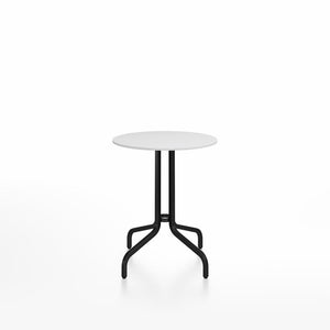 Emeco 1 Inch Cafe Table - Round Top Coffee table Emeco Table Top 24" Black Powder Coated Aluminum White HPL