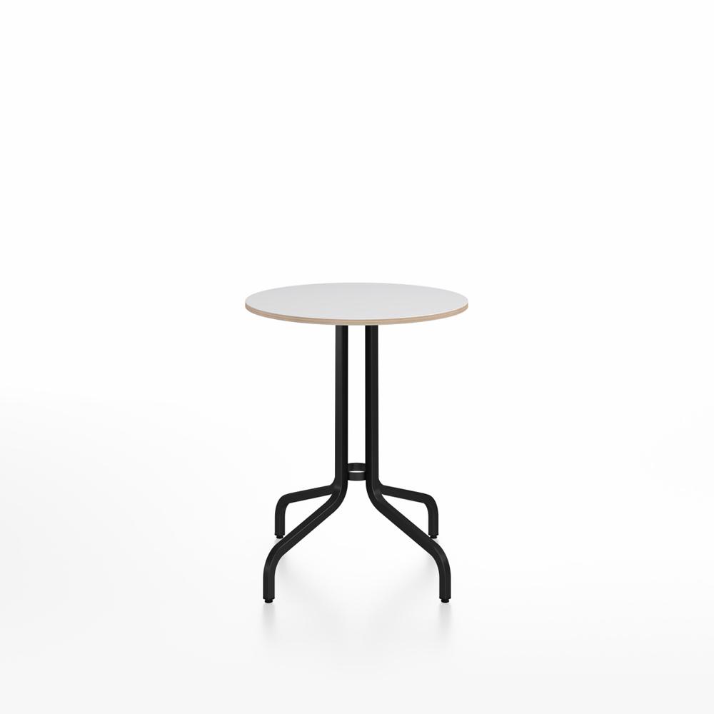Emeco 1 Inch Cafe Table - Round Top Coffee table Emeco Table Top 24&quot; Black Powder Coated Aluminum White Laminate Plywood