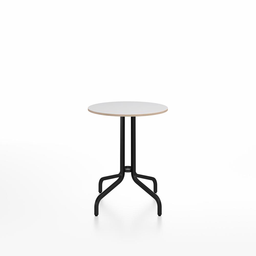 Emeco 1 Inch Cafe Table - Round Top Coffee table Emeco Table Top 24" Black Powder Coated Aluminum White Laminate Plywood