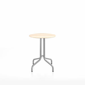 Emeco 1 Inch Cafe Table - Round Top Coffee table Emeco Table Top 24" Brushed Aluminum Accoya Wood