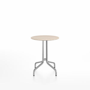 Emeco 1 Inch Cafe Table - Round Top Coffee table Emeco Table Top 24" Brushed Aluminum Ash Wood