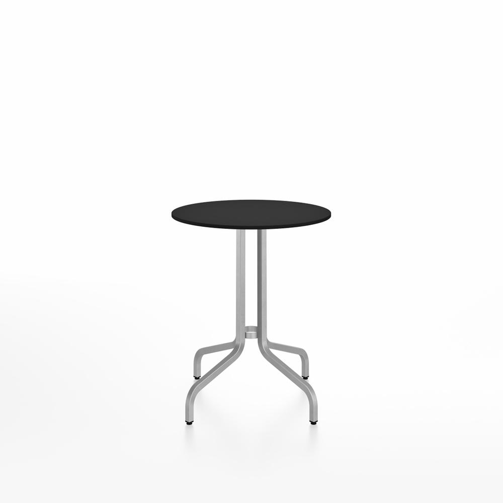 Emeco 1 Inch Cafe Table - Round Top Coffee table Emeco Table Top 24" Brushed Aluminum Black HPL