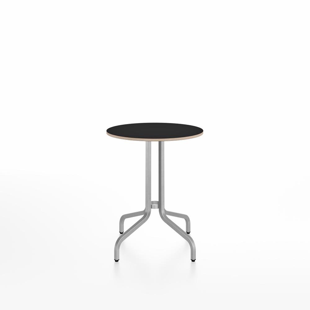 Emeco 1 Inch Cafe Table - Round Top Coffee table Emeco Table Top 24" Brushed Aluminum Black Laminate Plywood