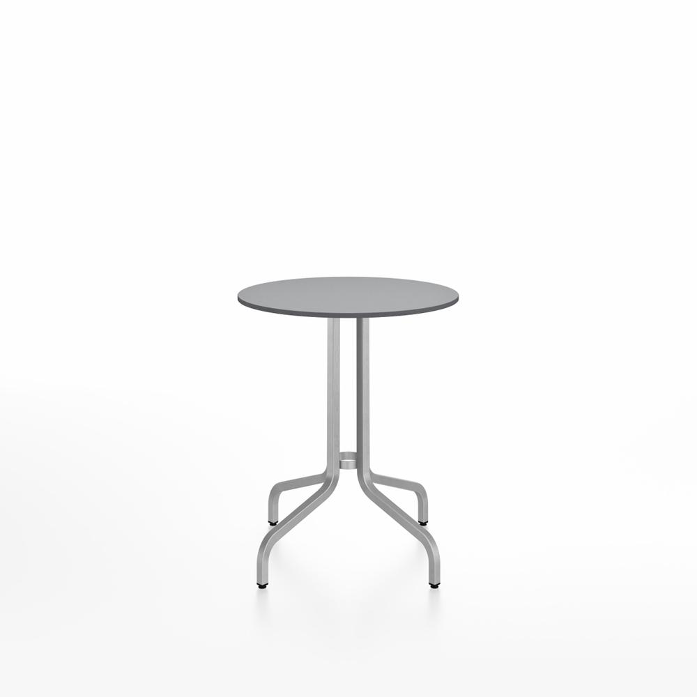 Emeco 1 Inch Cafe Table - Round Top Coffee table Emeco Table Top 24&quot; Brushed Aluminum Gray HPL