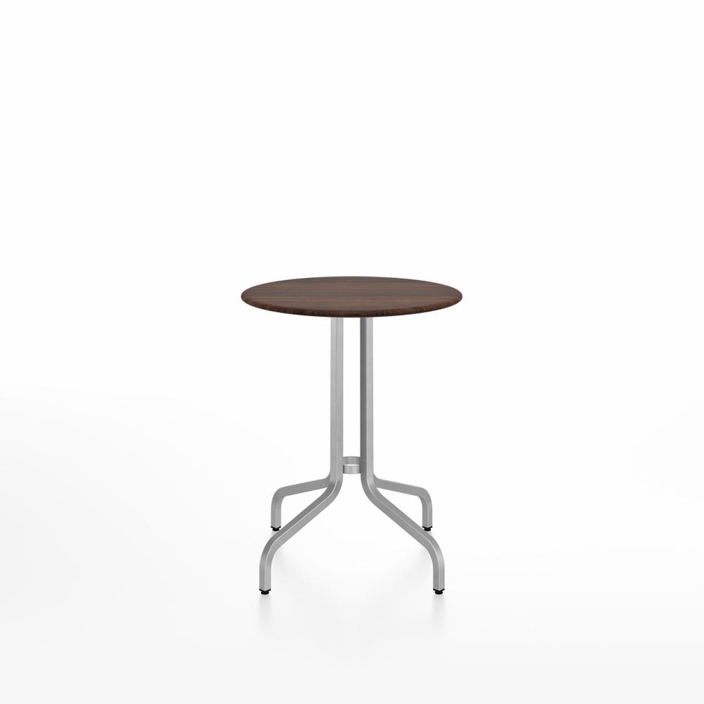 Emeco 1 Inch Cafe Table - Round Top Coffee table Emeco Table Top 24" Brushed Aluminum Walnut Wood