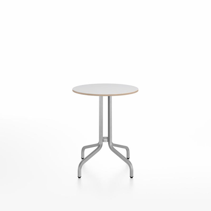 Emeco 1 Inch Cafe Table - Round Top Coffee table Emeco Table Top 24" Brushed Aluminum White Laminate Plywood