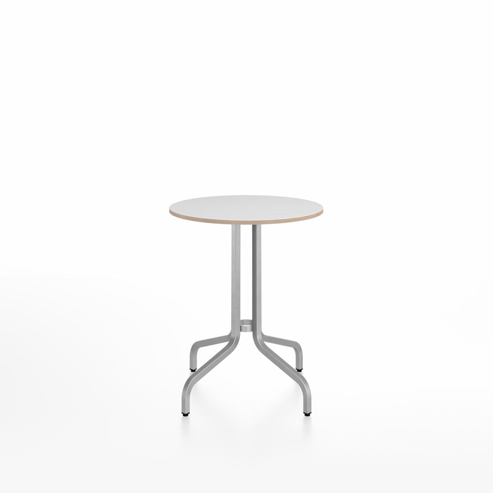 Emeco 1 Inch Cafe Table - Round Top Coffee table Emeco Table Top 24" Brushed Aluminum White Laminate Plywood