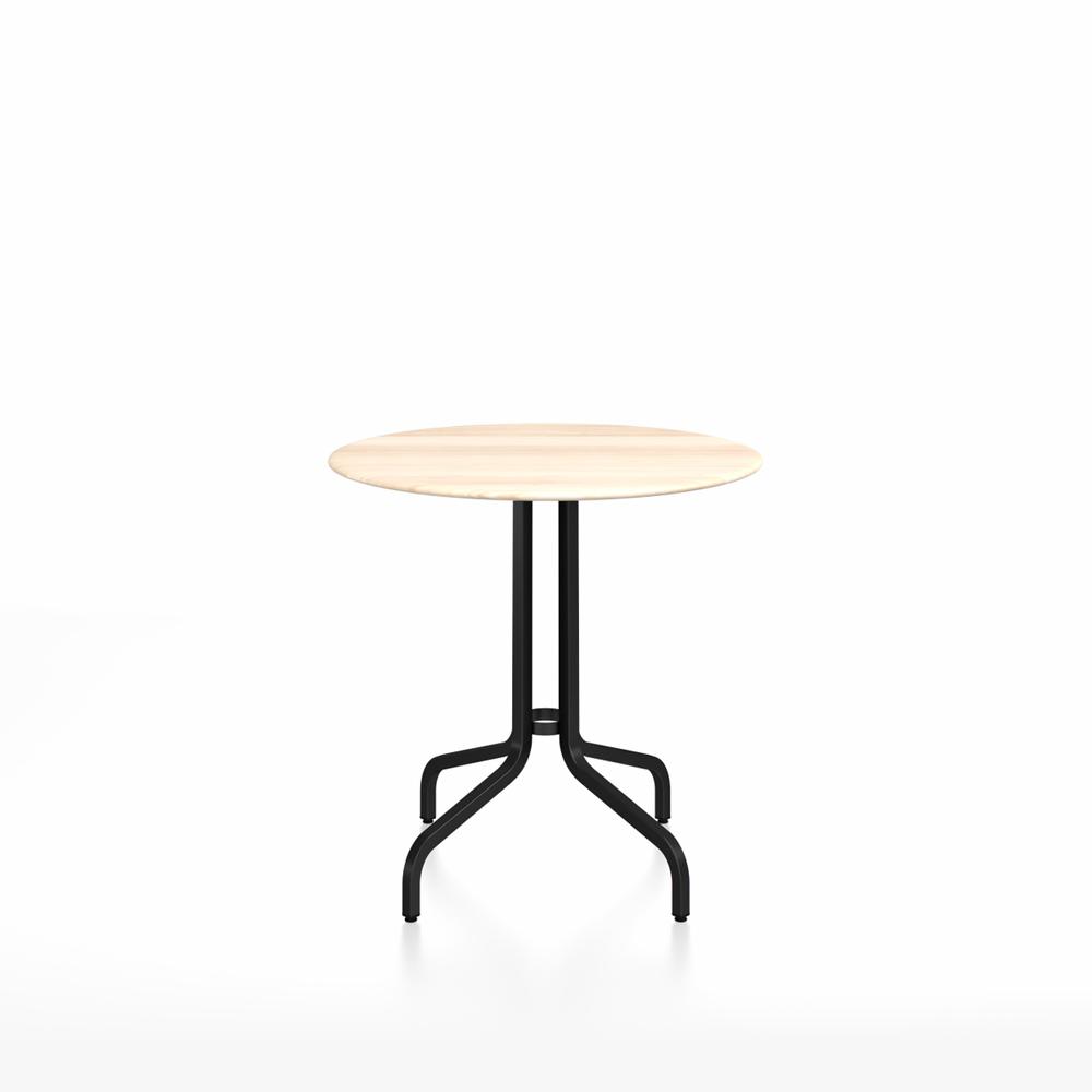 Emeco 1 Inch Cafe Table - Round Top Coffee table Emeco Table Top 30" Black Powder Coated Aluminum Accoya Wood