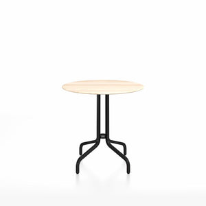 Emeco 1 Inch Cafe Table - Round Top Coffee table Emeco Table Top 30" Black Powder Coated Aluminum Accoya Wood