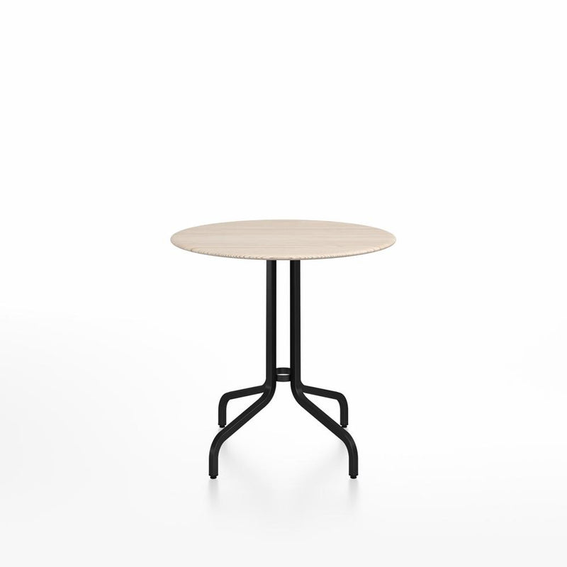Emeco 1 Inch Cafe Table - Round Top Coffee table Emeco Table Top 30" Black Powder Coated Aluminum Ash Wood