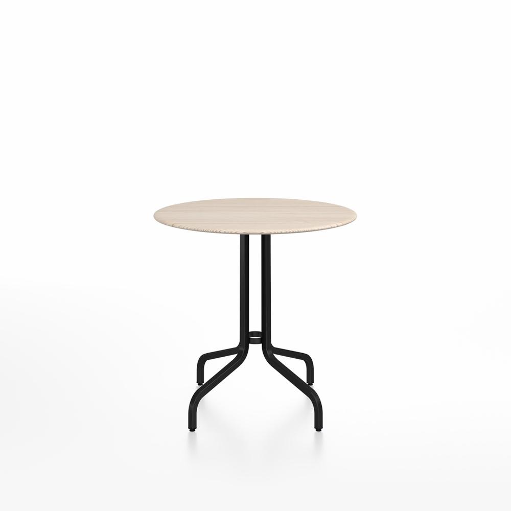 Emeco 1 Inch Cafe Table - Round Top Coffee table Emeco Table Top 30" Black Powder Coated Aluminum Ash Wood