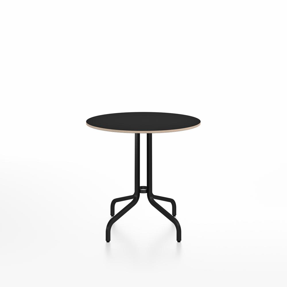 Emeco 1 Inch Cafe Table - Round Top Coffee table Emeco Table Top 30" Black Powder Coated Aluminum Black Laminate Plywood