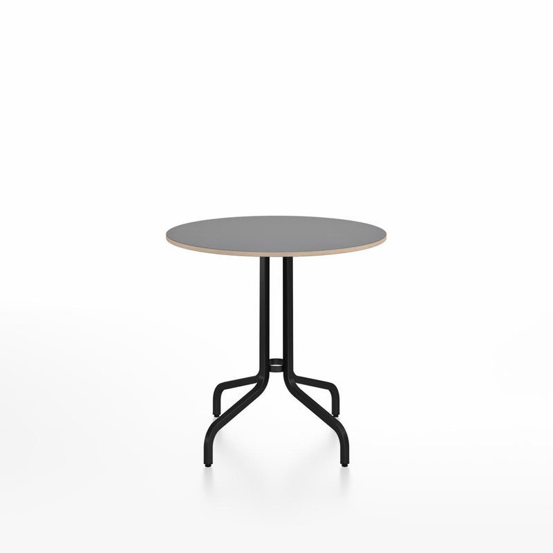 Emeco 1 Inch Cafe Table - Round Top Coffee table Emeco Table Top 30" Black Powder Coated Aluminum Gray Laminate Plywood