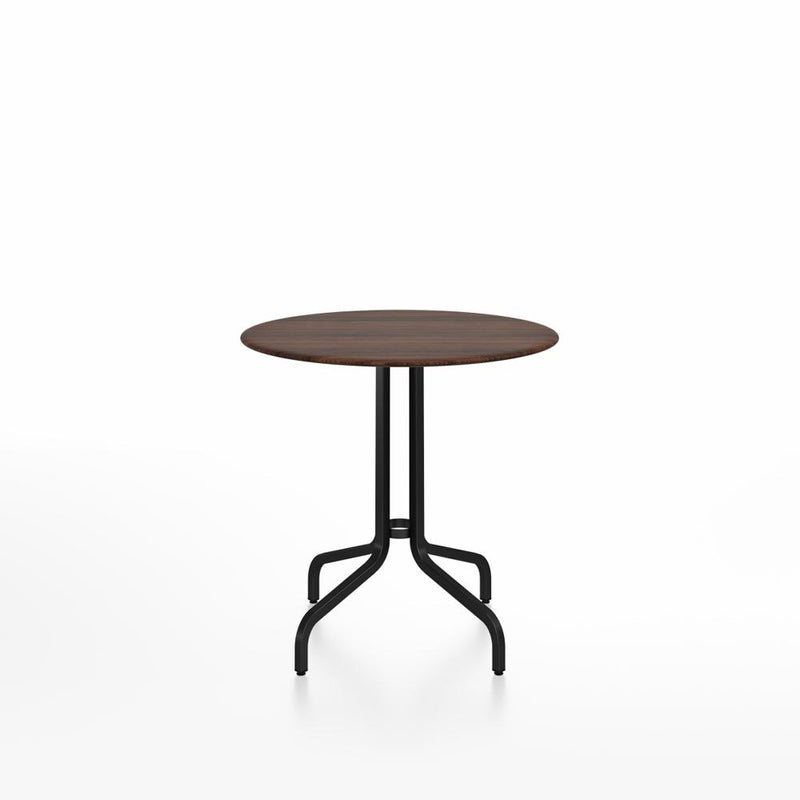 Emeco 1 Inch Cafe Table - Round Top Coffee table Emeco Table Top 30" Black Powder Coated Aluminum Walnut Wood