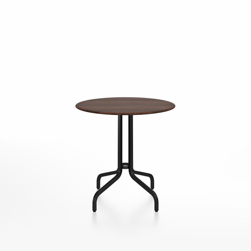 Emeco 1 Inch Cafe Table - Round Top Coffee table Emeco Table Top 30" Black Powder Coated Aluminum Walnut Wood