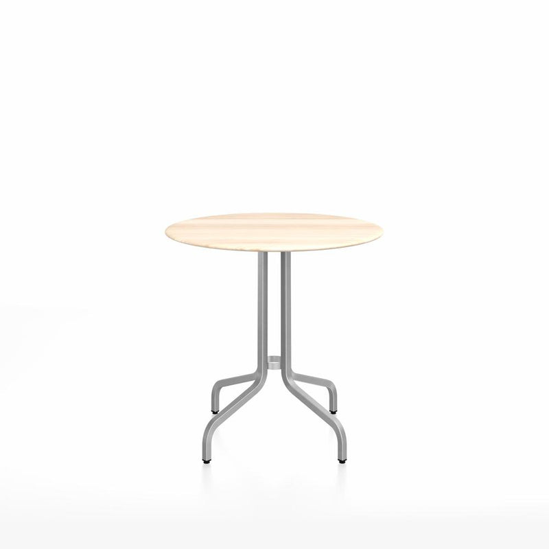 Emeco 1 Inch Cafe Table - Round Top Coffee table Emeco Table Top 30" Brushed Aluminum Accoya Wood