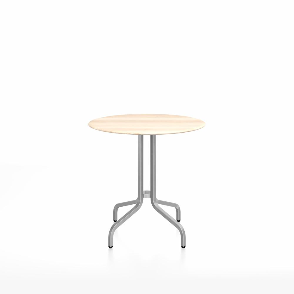 Emeco 1 Inch Cafe Table - Round Top Coffee table Emeco Table Top 30&quot; Brushed Aluminum Accoya Wood