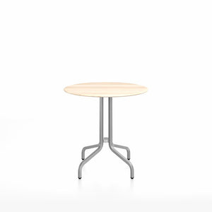 Emeco 1 Inch Cafe Table - Round Top Coffee table Emeco Table Top 30" Brushed Aluminum Accoya Wood