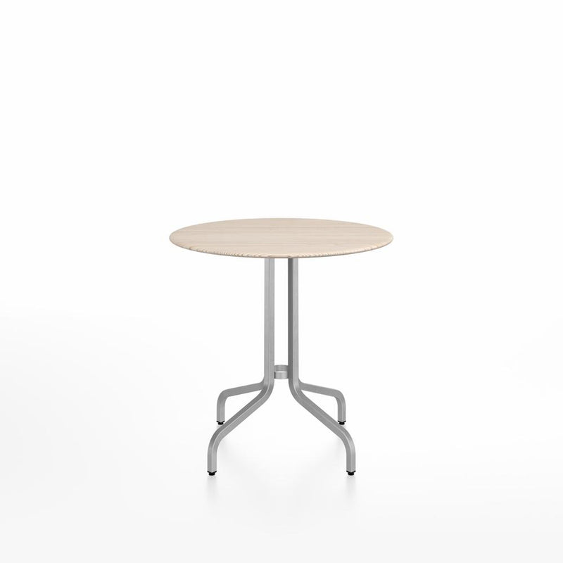 Emeco 1 Inch Cafe Table - Round Top Coffee table Emeco Table Top 30" Brushed Aluminum Ash Wood