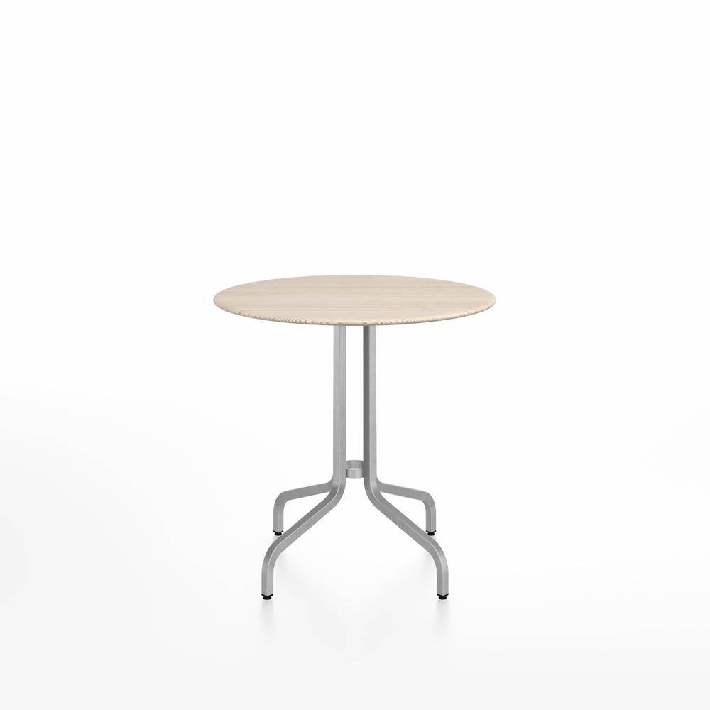 Emeco 1 Inch Cafe Table - Round Top Coffee table Emeco Table Top 30&quot; Brushed Aluminum Ash Wood