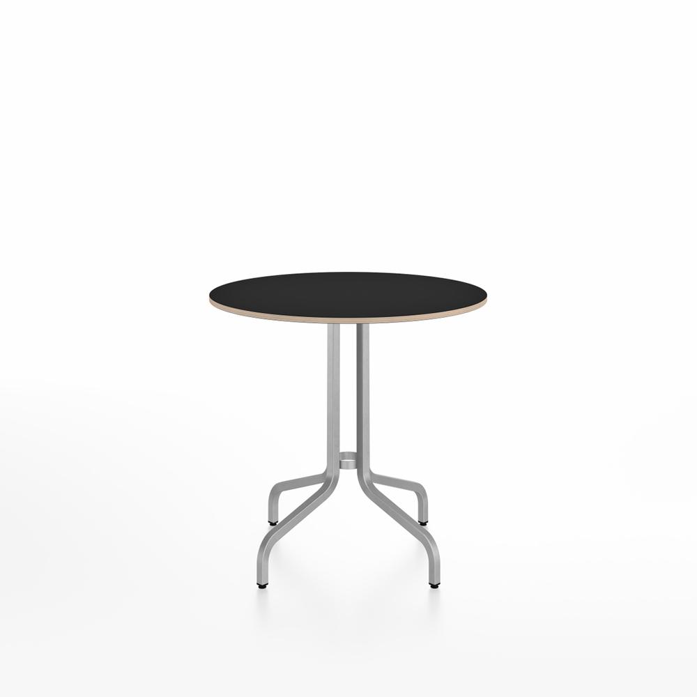 Emeco 1 Inch Cafe Table - Round Top Coffee table Emeco Table Top 30" Brushed Aluminum Black Laminate Plywood