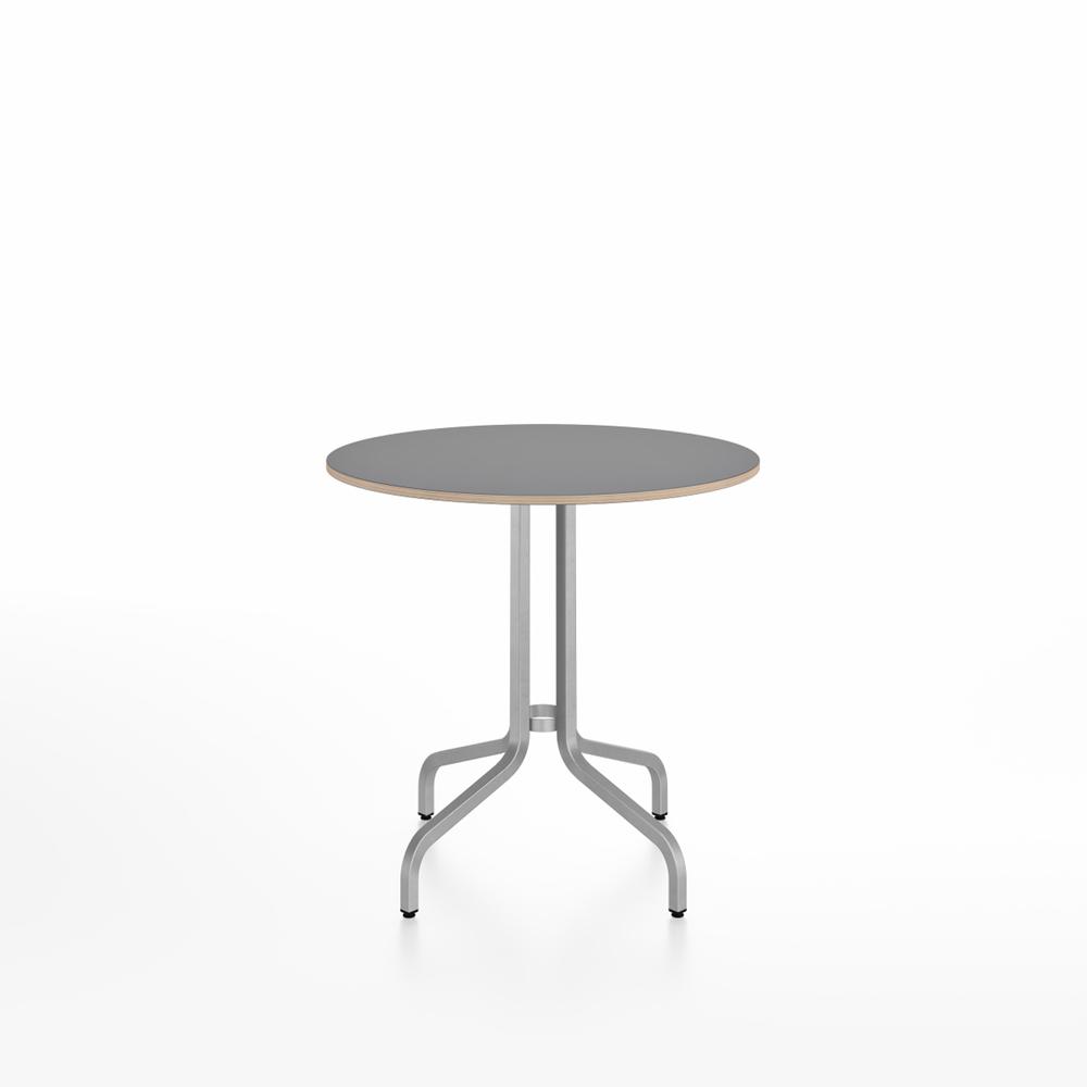 Emeco 1 Inch Cafe Table - Round Top Coffee table Emeco Table Top 30&quot; Brushed Aluminum Gray Laminate Plywood