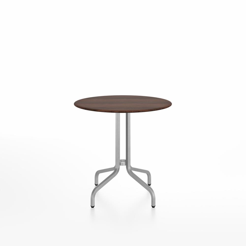 Emeco 1 Inch Cafe Table - Round Top Coffee table Emeco Table Top 30" Brushed Aluminum Walnut Wood