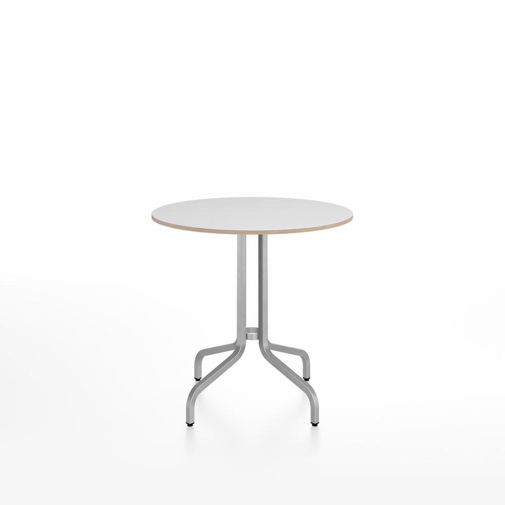 Emeco 1 Inch Cafe Table - Round Top Coffee table Emeco Table Top 30&quot; Brushed Aluminum White Laminate Plywood