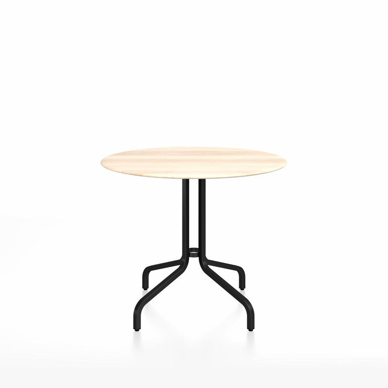 Emeco 1 Inch Cafe Table - Round Top Coffee table Emeco Table Top 36" Black Powder Coated Aluminum Accoya