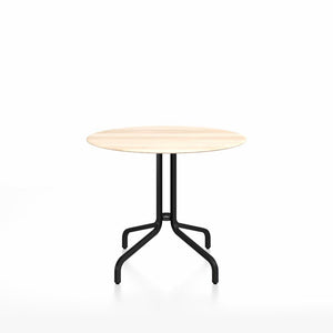 Emeco 1 Inch Cafe Table - Round Top Coffee table Emeco Table Top 36" Black Powder Coated Aluminum Accoya