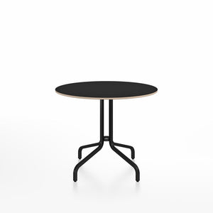 Emeco 1 Inch Cafe Table - Round Top Coffee table Emeco Table Top 36" Black Powder Coated Aluminum Accoya Wood