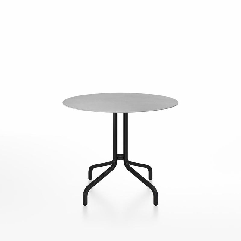 Emeco 1 Inch Cafe Table - Round Top Coffee table Emeco Table Top 36" Black Powder Coated Aluminum Brushed Aluminum