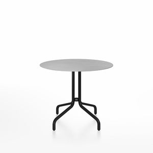 Emeco 1 Inch Cafe Table - Round Top Coffee table Emeco Table Top 36" Black Powder Coated Aluminum Brushed Aluminum
