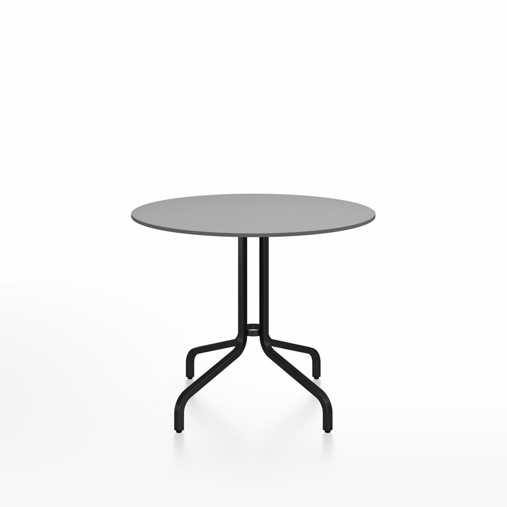 Emeco 1 Inch Cafe Table - Round Top Coffee table Emeco Table Top 36" Black Powder Coated Aluminum Gray HPL