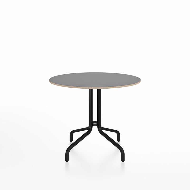 Emeco 1 Inch Cafe Table - Round Top Coffee table Emeco Table Top 36" Black Powder Coated Aluminum Ash Wood