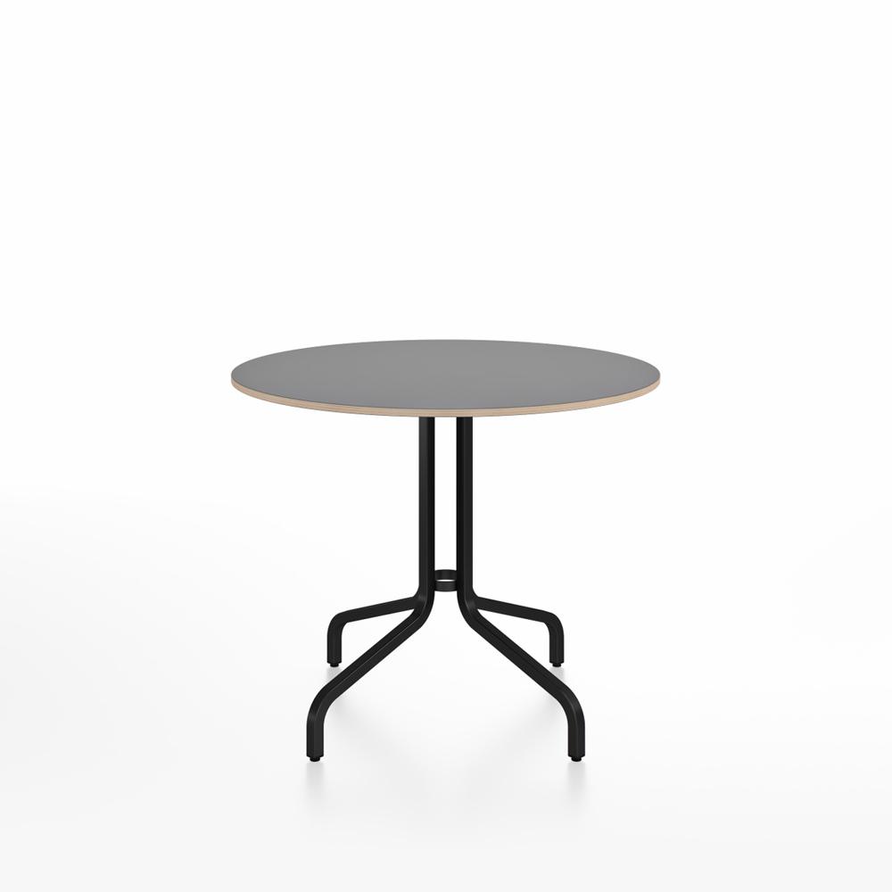 Emeco 1 Inch Cafe Table - Round Top Coffee table Emeco Table Top 36" Black Powder Coated Aluminum Ash Wood