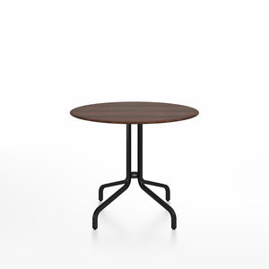 Emeco 1 Inch Cafe Table - Round Top Coffee table Emeco Table Top 36" Black Powder Coated Aluminum Walnut Wood